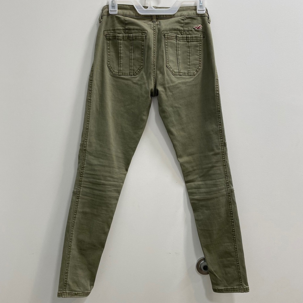 Hollister Jeans Womens 27 Olive Green Skinny Utility Rhinestone Embellished Y2K - Picture 2 of 8